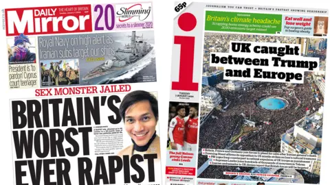 Daily Mirror and i front pages 07/01/20