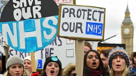 Reuters Junior Doctors on a picket line outside St Thomas Hospital on 10 February 10 2016