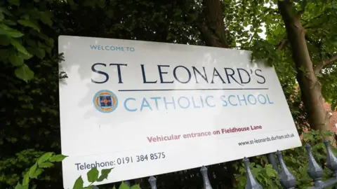 Tom Banks St Leonard's School sign, Durham