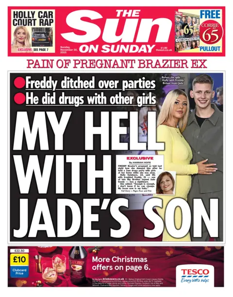 The headline on the front page of the Sun read: "But I'm with a jade child".