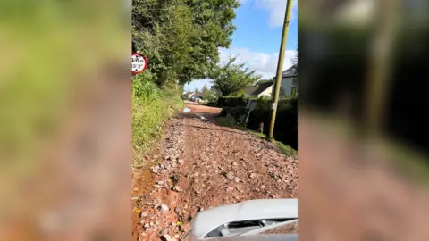 Somerset Council Flood Damage On Combe Lane In Withycombe