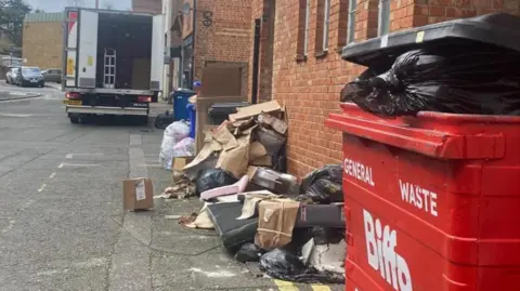 Doug Watts Rubbish, card board boxes, mattresses dumped in Nicholson Lane. 