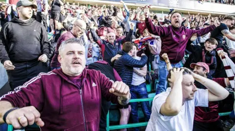 Hearts fans celebrate