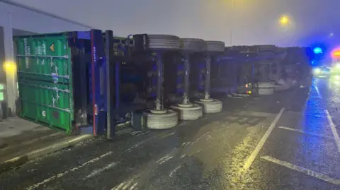 Leicestershire Fire and Rescue Service Overturned lorry on a carriageway