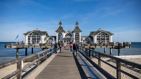 NurPhoto via Getty Images The Seebruecke (Sea Bridge) in Sellin on the Rügen island, Germany on September 25, 2023. 