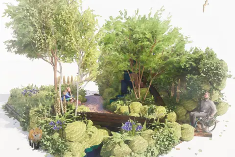 The Wildlife Trusts/Zoe Claymore An artists impression of the British rainforest garden from the Wildlife Trusts for this year's Chelsea Flower Show.