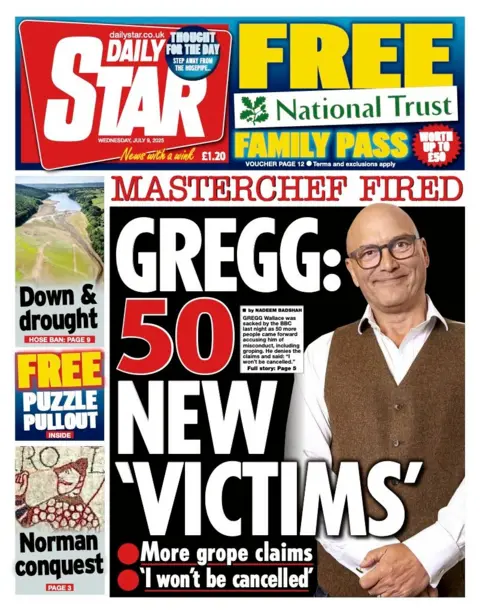 "Gregg: 50 new 'victims'," is the headline on the front page of the Daily Star