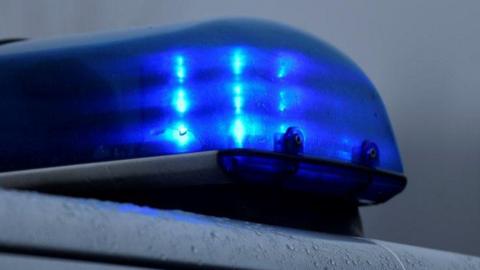Blue light on police car