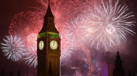 Getty Images Big Ben and fireworks
