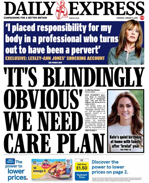 "'It's blindingly obvious' we need care plan" the Daily Express headlines 