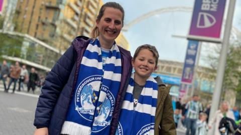 Two smiling Posh fans at Wembley