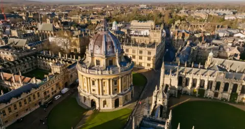 Getty Images University of Oxford aerial shot of the colleges and libraries at the university