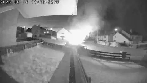 Ring doorbell footage picked up the car burning
