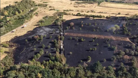 Nottinghamshire Fire and Rescue Service Fire damage in a field