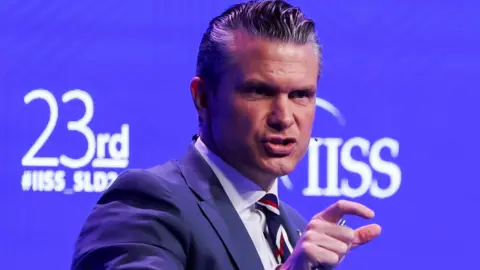 U.S. Secretary of Defense Pete Hegseth speaks at the IISS Shangri-La Dialogue security summit in Singapore, May 30, 2026