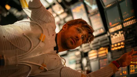 Amazon MGM Studios Picture of Ryan Gosling as Ryland Grace in space in Project Hail Mary