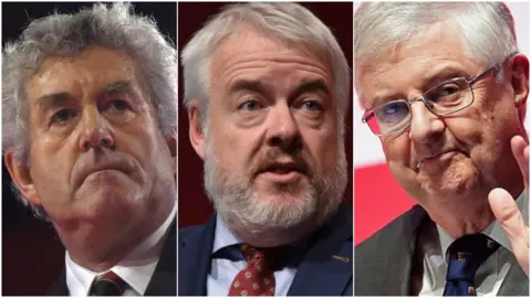 BBC | PA Media Three separate photos of Rhodri Morgan, Carwyn Jones and Mark Drakeford. They are all wearing white shirts and ties. 