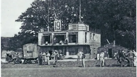 RAF Ibsley Airfield Heritage Trust/The Landmark Trust RAF Ibsley Watch Office in July 1944, in use by the 9th Army Air Forces USAAF, 367th Fighter Group.