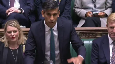 UK Parliament/PA Rishi Sunak successful  the Commons during Prime Minister's Questions