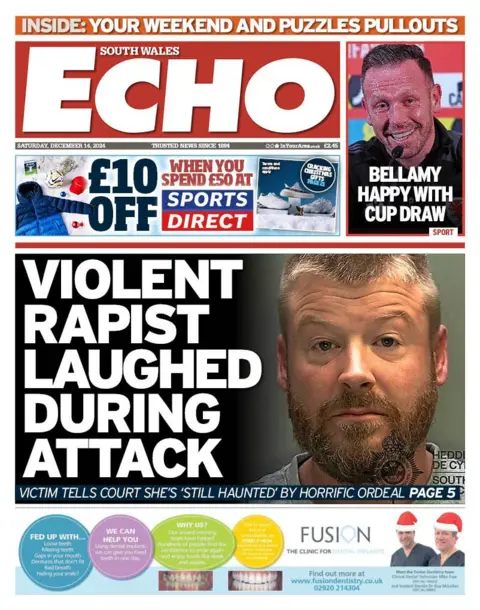 South Wales Echo Front page of the South Wales Echo