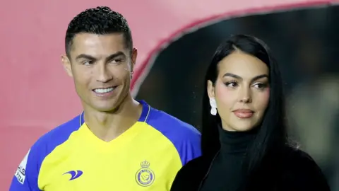 Cristiano Ronaldo with his partner Georgina Rodriguez at Mrsool Park, Riyadh, Saudi Arabia on 3 January 2023