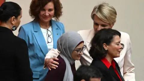 Getty Images Environment Minister Tanya Plibersek gave Ms Payman a hug connected  Monday