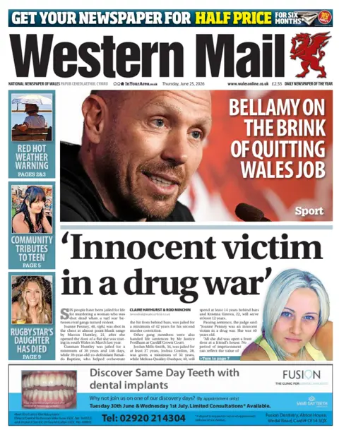 Western Mail Western Mail front page: 'Innocent victim in a drug war'