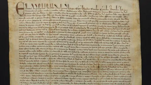 A parchment charter written in Latin calligraphic script