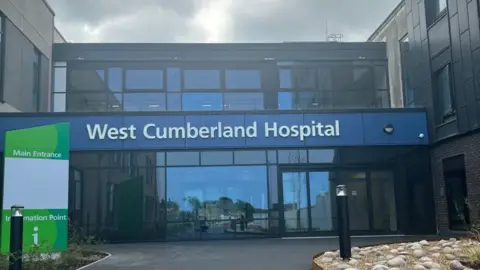 North Cumbria Integrated Care Trust The glass front of West Cumberland Hospital.