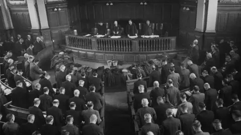 Getty Durham Miners' Association delegates in the the Pitman’s Parliament in 1944