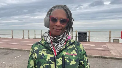 BBC/Sam Dixon-French Karen Arthur at Hastings seafront