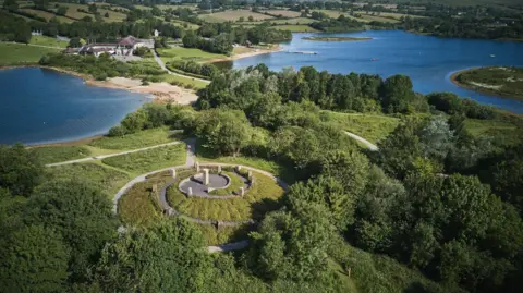 Aerial view of Carsington Water in Derbyshire
