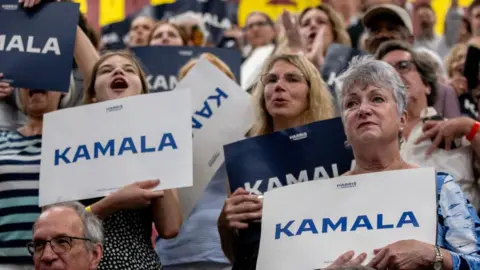 Getty Images Audience members at Kamala Harris' first campaign rally in Milwaukee, Wisconsin, on 23 July 2024