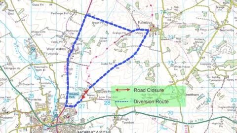 Lincolnshire County Council Diversion route during culvert repairs