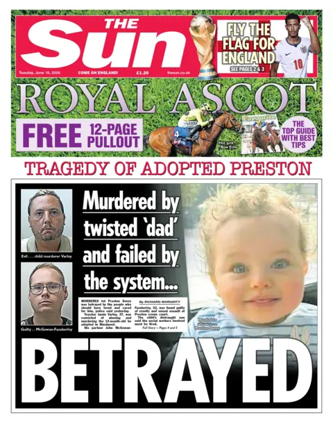 The headline on the front page of the Sun reads: “Betrayed”.