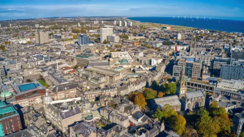 Getty Images An aerial of view of the city of Aberdeen and the North Sea beyond.