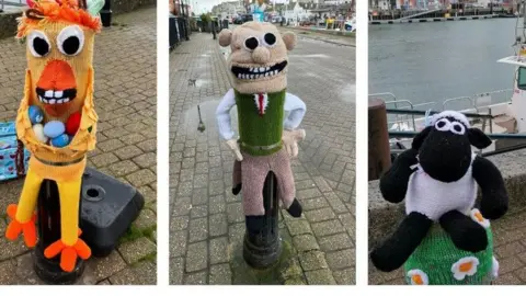 The Knitoholics Knitted Wallace and Gromit characters