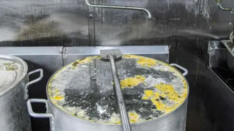 Dirty restaurant pots