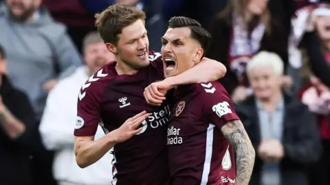 Hearts players Blair Spittal and Alexandros Kyziridis