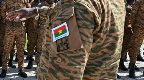 Burkina Faso soldiers in military camouflage uniform