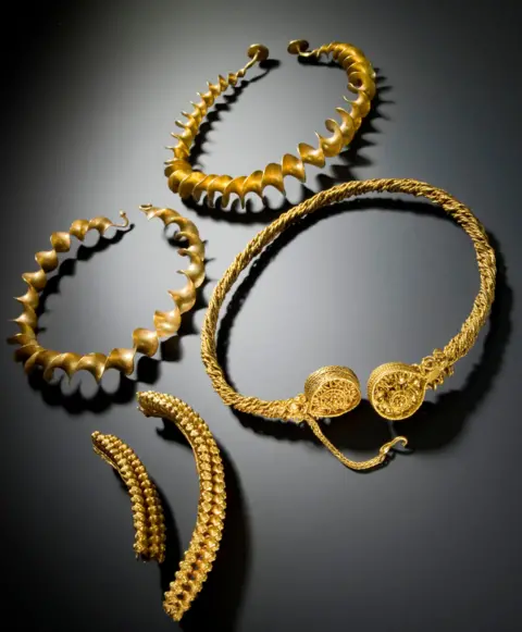 Golden torques from the Iron Age in the National Museum of Scotland