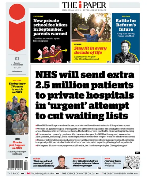 The headline in the NHS reads: "NHS will send extra 2.5 million patients to private hospitals in 'urgent' attempt to cut waiting lists". 