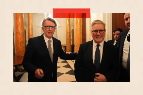 AFP via Getty Images Keir Starmer (R) talks with Peter Mandelson 