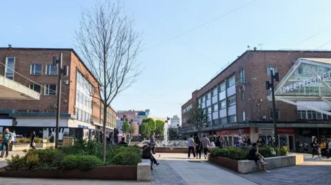 Coventry city centre, looking from Smithford Way towards Market Way.