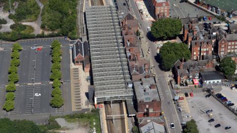 An aerial shot of Stoke-on-Trent station