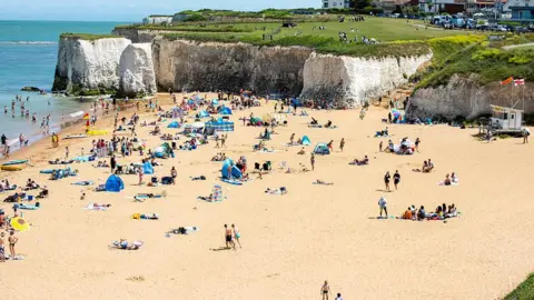 View to the sandy Botany Bay from the top of the cliffs in Broadstairs. 