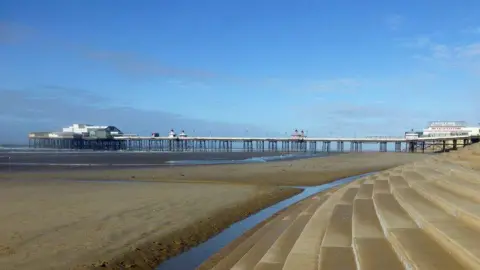 Steps leading to beach near Blackpool's North Pier
