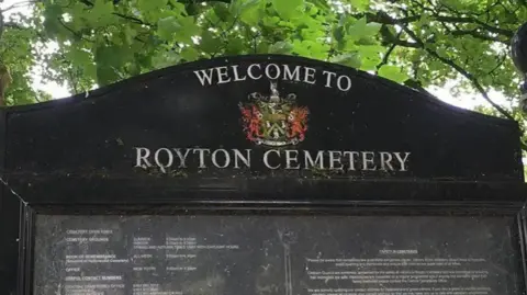 A shot of the black marker in Royton Cemetery