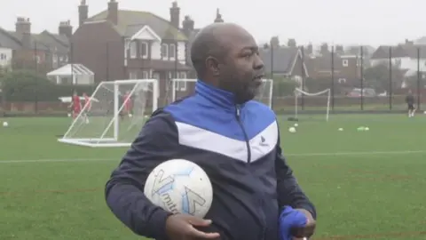 James Dunn/BBC Lamin Faal training at Seaford Town 