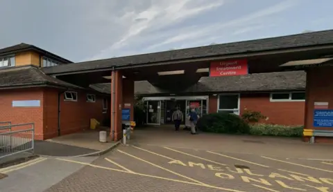 Frontage of a community hospital entrance.